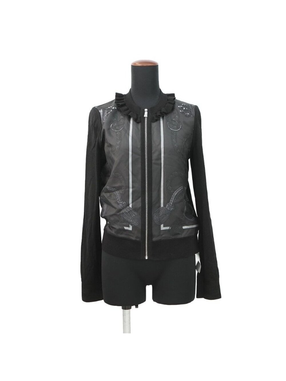 Hermes Cardigan Palefroi Remix Twill 36 Black Gris Charbon